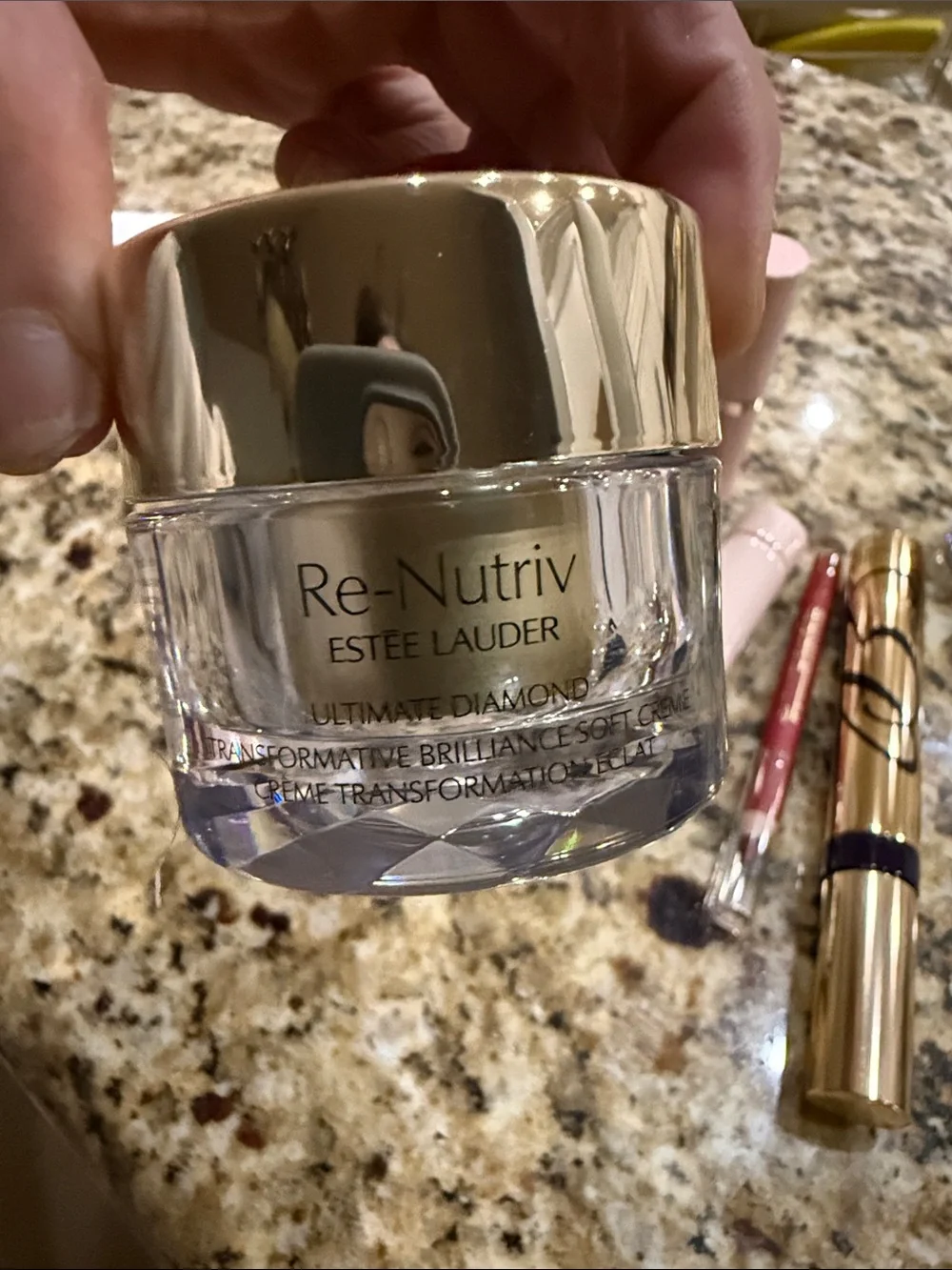 Estee Lauder Pink Lip Liner with Gold-Accented Skincare Set